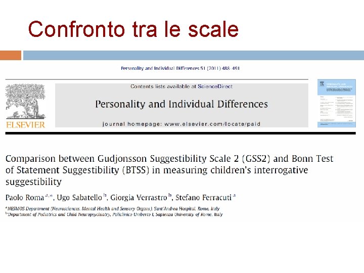 Confronto tra le scale 