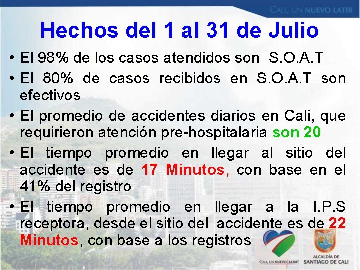 Hechos del 1 al 31 de Julio • El 98% de los casos atendidos