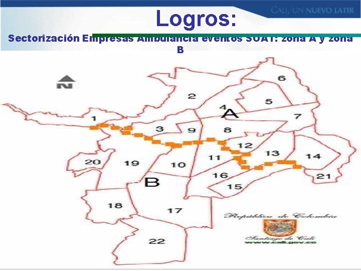 Logros: Sectorización Empresas Ambulancia eventos SOAT: zona A y zona B 