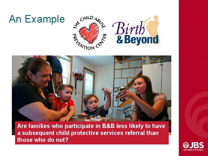 An Example Are families who participate in B&B less likely to have a subsequent