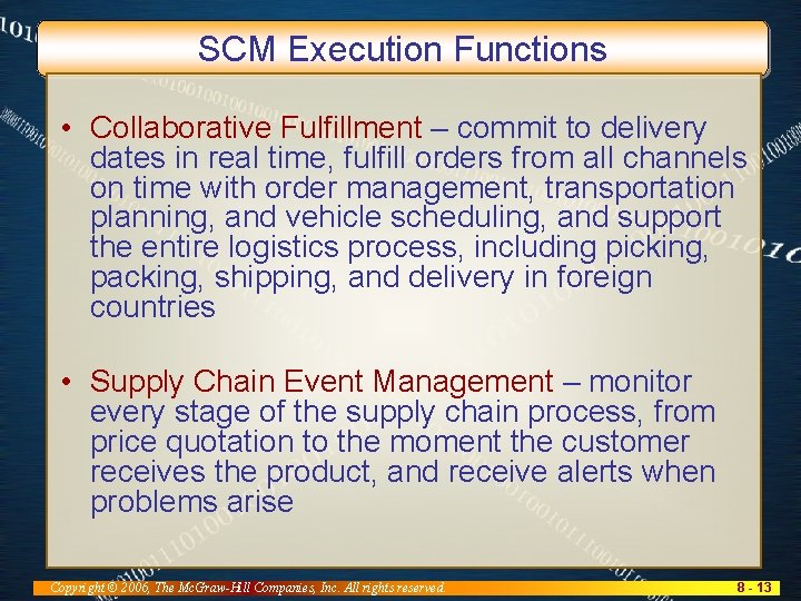 SCM Execution Functions • Collaborative Fulfillment – commit to delivery dates in real time,