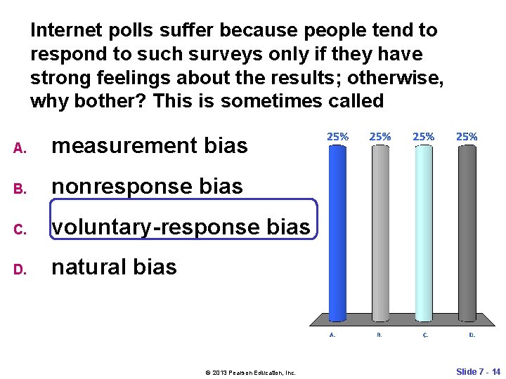 Internet polls suffer because people tend to respond to such surveys only if they