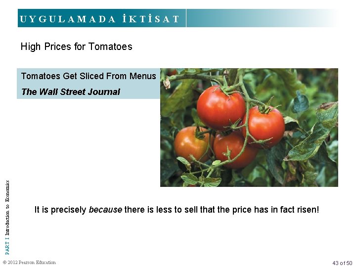 UYGULAMADA İKTİSAT High Prices for Tomatoes Get Sliced From Menus PART I Introduction to