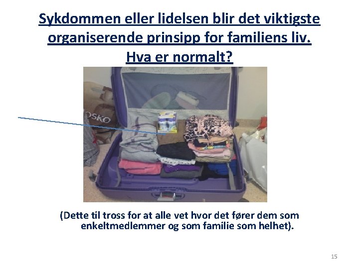 Sykdommen eller lidelsen blir det viktigste organiserende prinsipp for familiens liv. Hva er normalt?