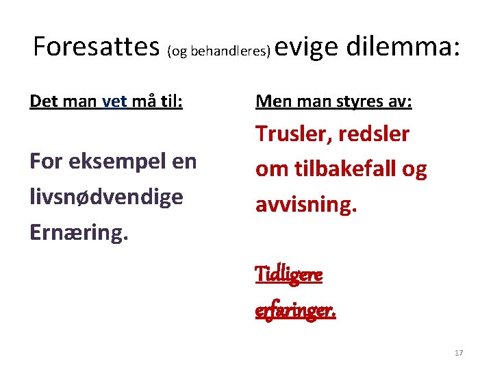 Foresattes (og behandleres) evige dilemma: Det man vet må til: For eksempel en livsnødvendige