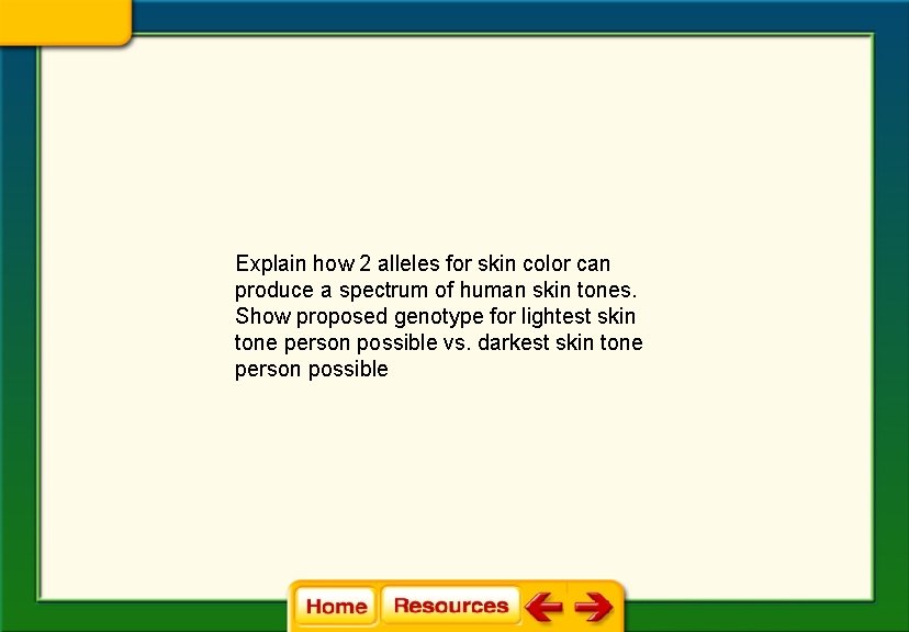 Explain how 2 alleles for skin color can produce a spectrum of human skin