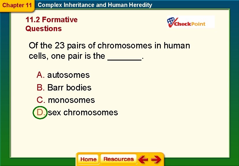 Chapter 11 Complex Inheritance and Human Heredity 11. 2 Formative Questions Of the 23