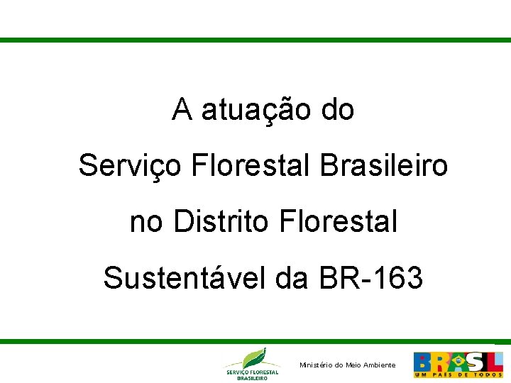 A atuação do Serviço Florestal Brasileiro no Distrito Florestal Sustentável da BR-163 Ministério do