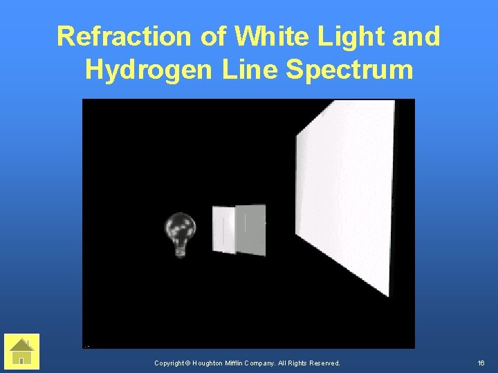 Refraction of White Light and Hydrogen Line Spectrum Copyright © Houghton Mifflin Company. All