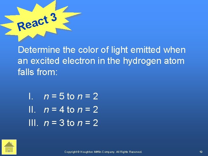 3 t eac R Determine the color of light emitted when an excited electron