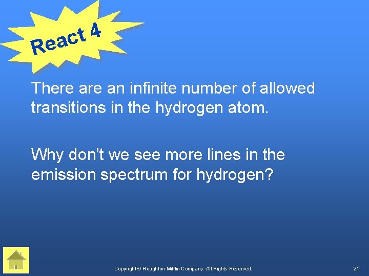4 t eac R There an infinite number of allowed transitions in the hydrogen