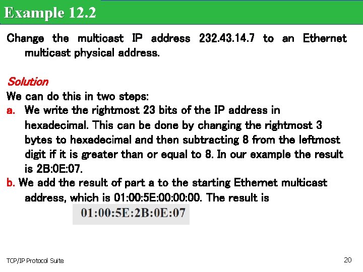 Example 12. 2 Change the multicast IP address 232. 43. 14. 7 to an