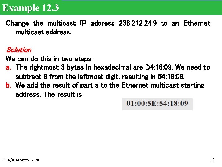 Example 12. 3 Change the multicast IP address 238. 212. 24. 9 to an