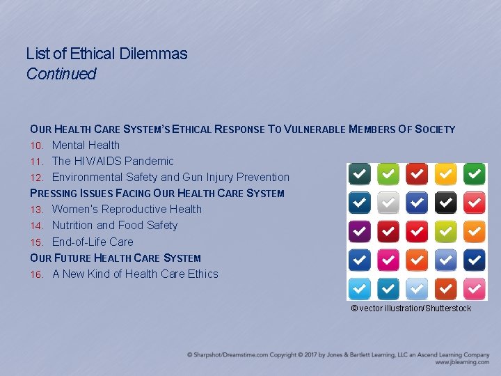 List of Ethical Dilemmas Continued OUR HEALTH CARE SYSTEM’S ETHICAL RESPONSE TO VULNERABLE MEMBERS