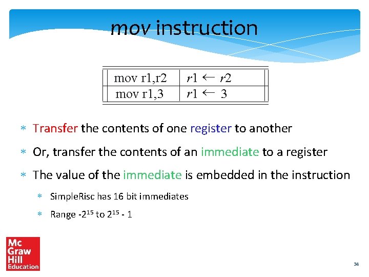 mov instruction mov r 1, r 2 mov r 1, 3 r 1 r