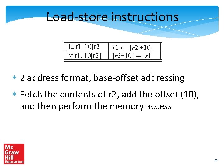Load-store instructions ld r 1, 10[r 2] st r 1, 10[r 2] r 1
