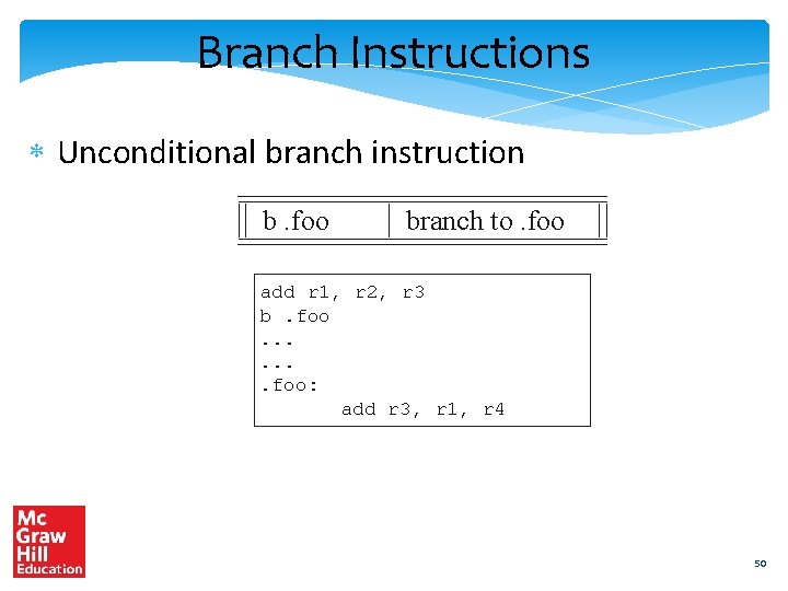 Branch Instructions Unconditional branch instruction b. foo branch to. foo add r 1, r