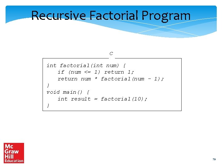 Recursive Factorial Program C int factorial(int num) { if (num <= 1) return 1;