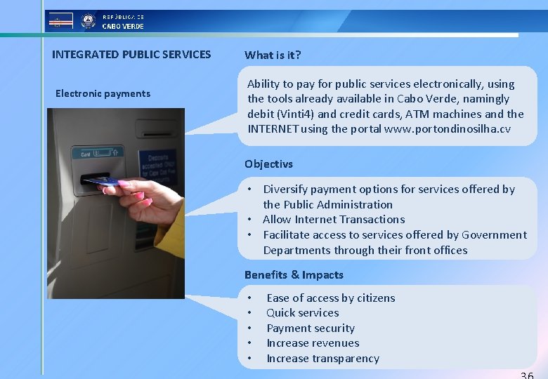 INTEGRATED PUBLIC SERVICES Electronic payments What is it? Ability to pay for public services