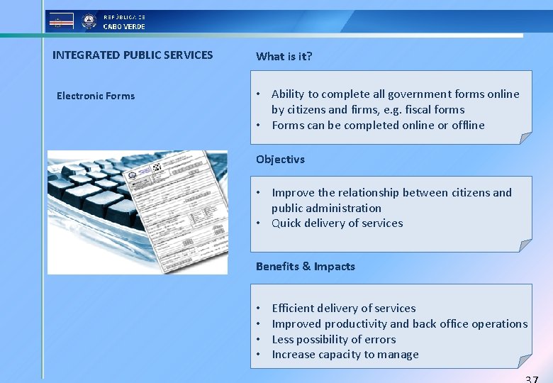 INTEGRATED PUBLIC SERVICES Electronic Forms What is it? • Ability to complete all government