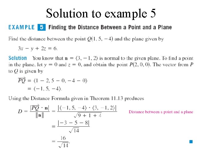 Solution to example 5 