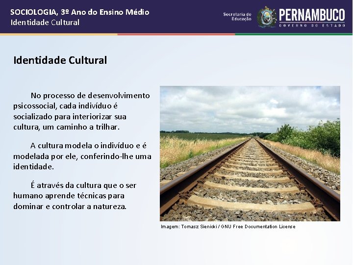 SOCIOLOGIA, 3º Ano do Ensino Médio Identidade Cultural No processo de desenvolvimento psicossocial, cada