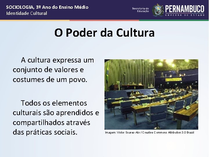 SOCIOLOGIA, 3º Ano do Ensino Médio Identidade Cultural O Poder da Cultura A cultura