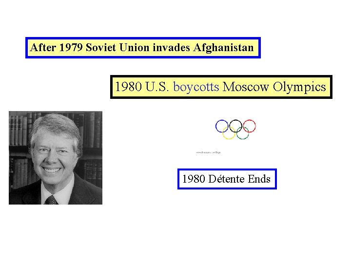 After 1979 Soviet Union invades Afghanistan 1980 U. S. boycotts Moscow Olympics 1980 Détente