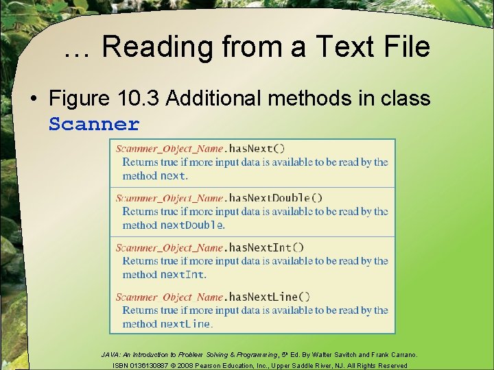 … Reading from a Text File • Figure 10. 3 Additional methods in class