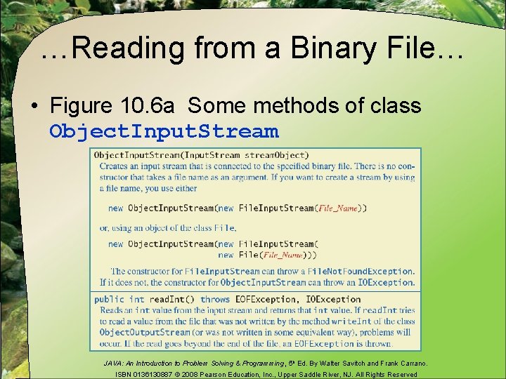 …Reading from a Binary File… • Figure 10. 6 a Some methods of class