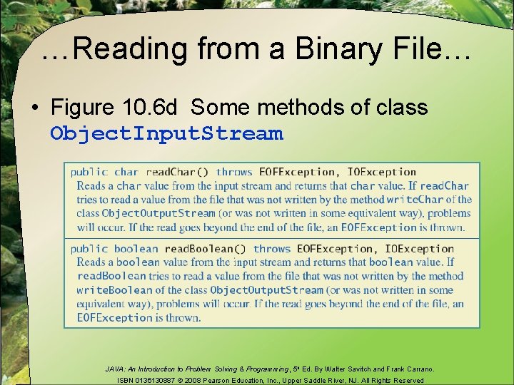 …Reading from a Binary File… • Figure 10. 6 d Some methods of class