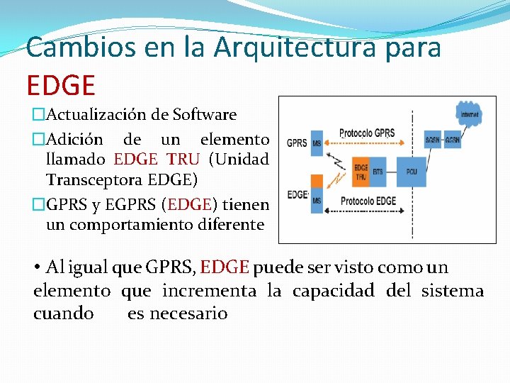 Cambios en la Arquitectura para EDGE �Actualización de Software �Adición de un elemento llamado Cambios en la Arquitectura para EDGE �Actualización de Software �Adición de un elemento llamado