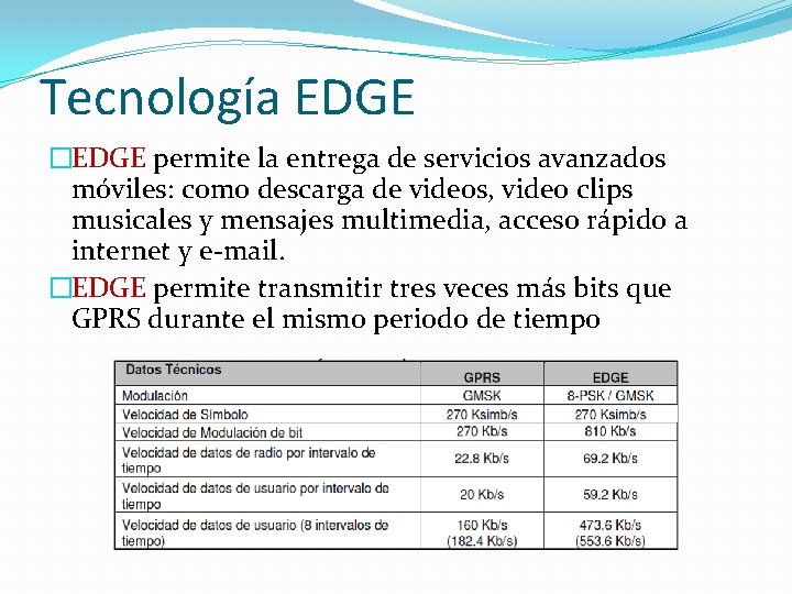 Tecnología EDGE �EDGE permite la entrega de servicios avanzados móviles: como descarga de videos, Tecnología EDGE �EDGE permite la entrega de servicios avanzados móviles: como descarga de videos,