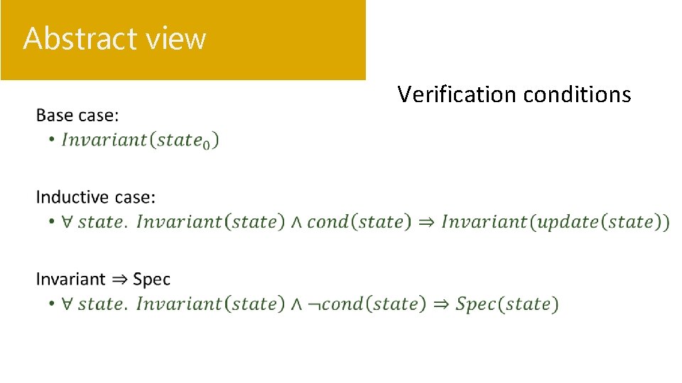 Abstract view • Verification conditions 