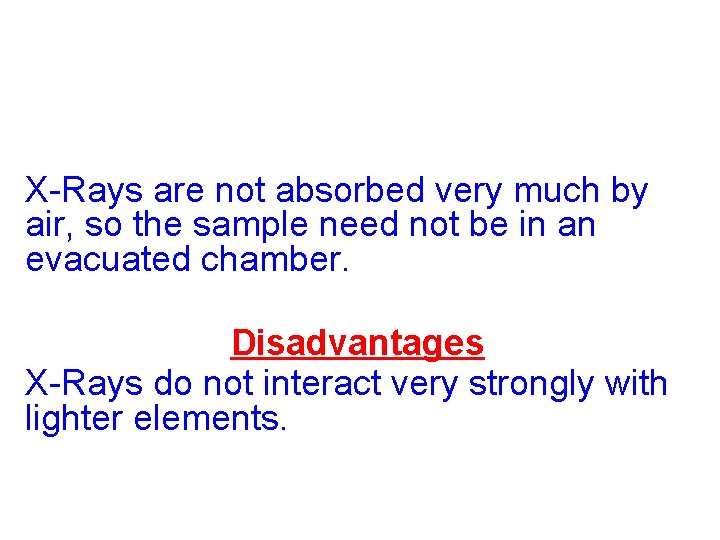 X-Rays are not absorbed very much by air, so the sample need not be