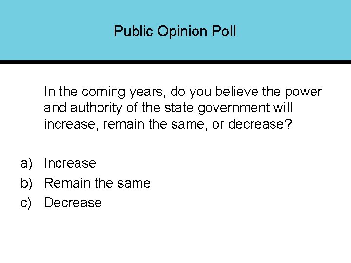 Public Opinion Poll In the coming years, do you believe the power and authority