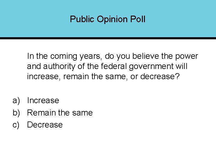 Public Opinion Poll In the coming years, do you believe the power and authority