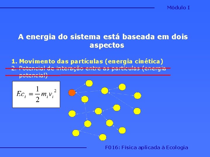 Módulo I A energia do sistema está baseada em dois aspectos 1. Movimento das