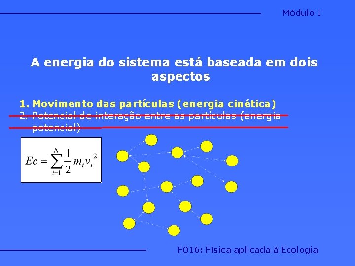 Módulo I A energia do sistema está baseada em dois aspectos 1. Movimento das