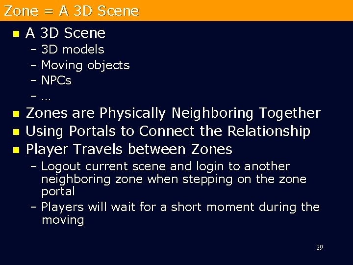 Zone = A 3 D Scene n A 3 D Scene – 3 D