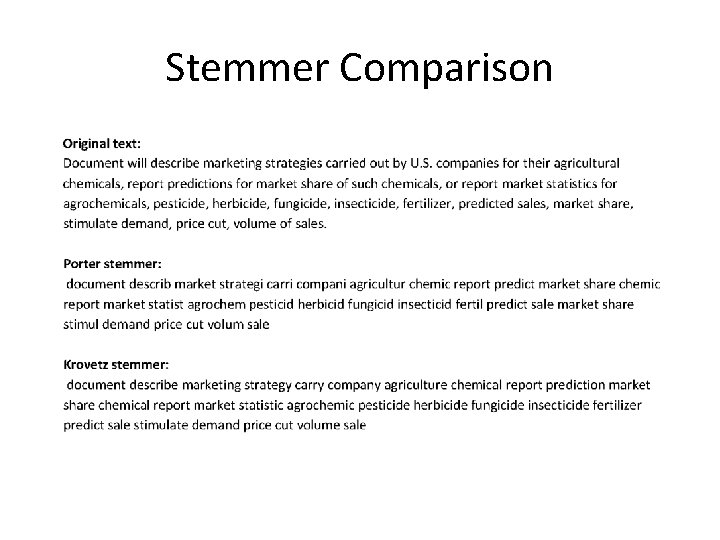 Stemmer Comparison 