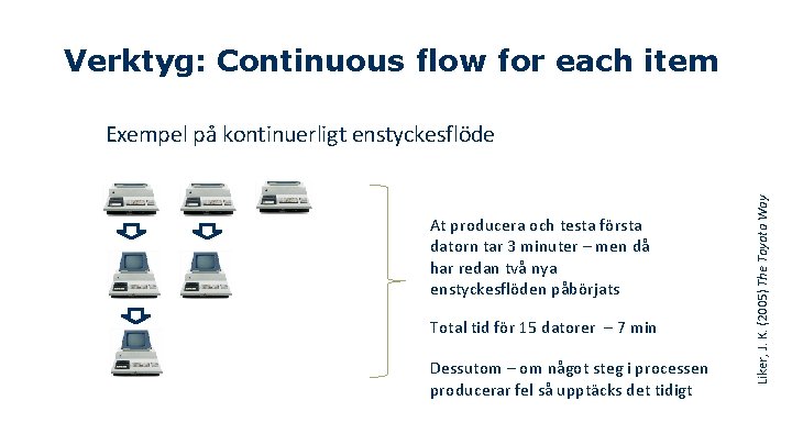 Verktyg: Continuous flow for each item At producera och testa första datorn tar 3