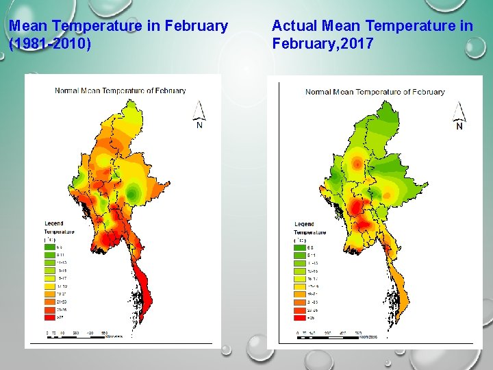 Mean Temperature in February (1981 -2010) Actual Mean Temperature in February, 2017 