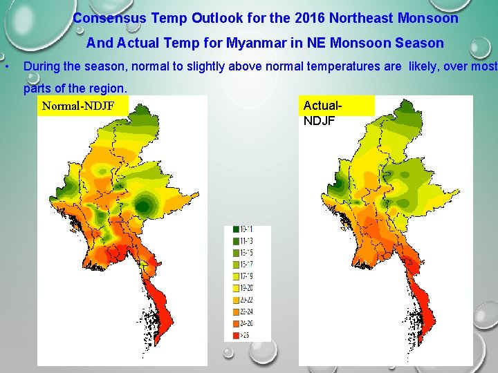Consensus Temp Outlook for the 2016 Northeast Monsoon And Actual Temp for Myanmar in