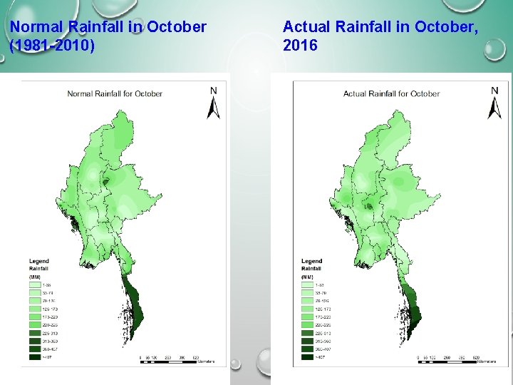 Normal Rainfall in October (1981 -2010) Actual Rainfall in October, 2016 