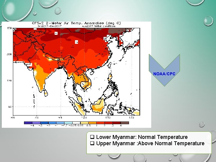 NOAA/CPC q Lower Myanmar: Normal Temperature q Upper Myanmar : Above Normal Temperature 