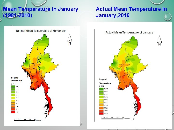 Mean Temperature in January (1981 -2010) Actual Mean Temperature in January, 2016 