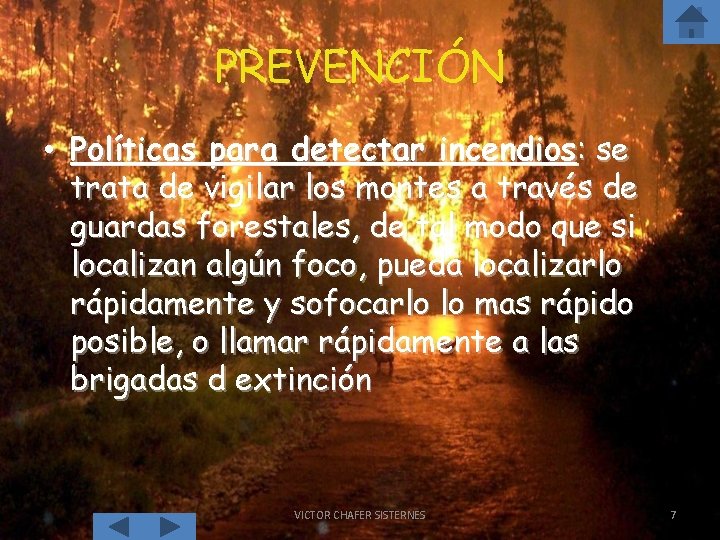 PREVENCIÓN • Políticas para detectar incendios: se trata de vigilar los montes a través