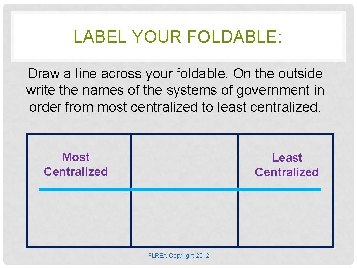 LABEL YOUR FOLDABLE: Draw a line across your foldable. On the outside write the