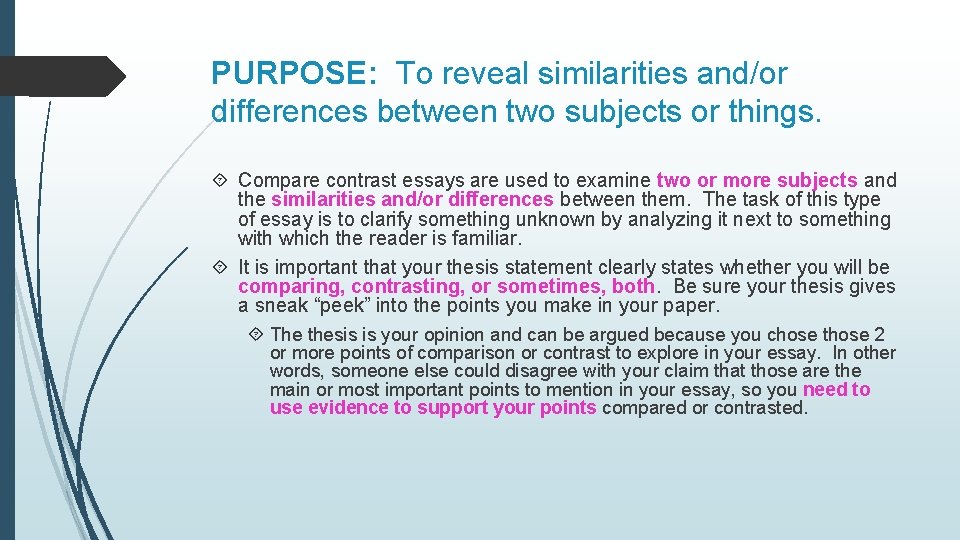 compare and contrast essay purpose